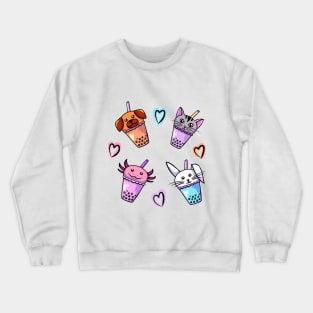 Cute Bubble Tea Animals Crewneck Sweatshirt